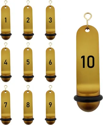 Produktbild von CombiCraft Big Classic Aluminium Hotelschlüsselanhänger in Gold 105 x 30 mm, mit Gravur der Nummern 1 bis 10