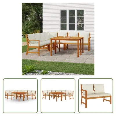 Produktbild von The Living Store 7-tlg. Garten-Essgruppe mit Kissen Massivholz Akazie