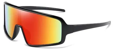 Zdjęcie produktu dla Okulary sportowe - czerwone - z szeroką oprawą - okulary rowerowe, okulary sportowe