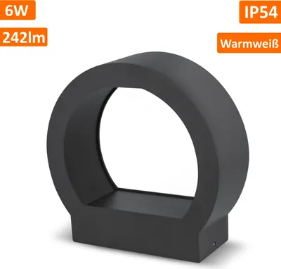 Obrázek produktu pro 6W LED zahradní světlo Teplá bílá IP54 Vodotěsné 238 lm Venkovní světlo Nástěnné světlo Kulaté černé