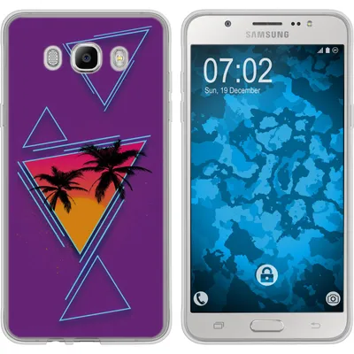 Produktbild von PhoneNatic Case kompatibel mit Samsung Galaxy J7 (2016) J710 Silikon-Hülle Retro Wave Palmen M3