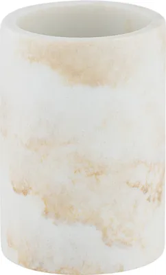 Image de WENKO Gobelet à dents Porte-brosse Résine Accessoires de salle de bains Marbre ODOS blanc