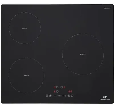 Productafbeelding van CONTINENTAL EDISON 6200W inductiekookplaat met 3 zones – 3 timers – 3 boostfuncties – zwart