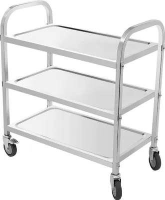 Immagine prodotto di Carrello di servizio - Carrello da cucina con rotelle - 3 ripiani - Acciaio inox 201 - 75×40×83,5 cm - Argento