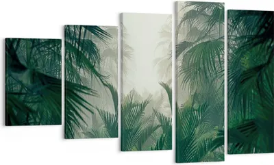 Produktbild von Bild auf Leinwand - Leinwandbild - 5 Teile - Dschungel Blätter Palmen - 100x60cm - Wand Bild - Wanddeko - Wandbilder - Leinwanddruck - Bilder - Wanddekoration - Leinwand bilder - EG100x60-4504