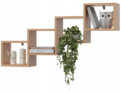Produktbild von Wandregal Buche – Hängeregal aus MDF – Bücherregal für Wohnzimmer, Schlafzimmer, Küche