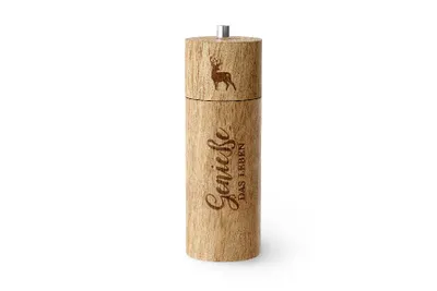 Produktbild von Pfeffermühle "Genieße das Leben", Holz braun, 17 x 5,5 cm, 314831