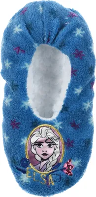 Produktbild von Frozen - Die Eiskönigin Anna Elsa Winter Hausschuhe Pantoffeln Fleece warm gefüttert Gumminoppen, Farbe:Blau, Größe:25/26 EU