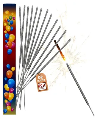 Produktbild von Wunderkerzen | 50 Stück | 17 cm | Brenndauer ca. 35 Sek | Sternenspritzer & Funkenzauber für Party, Hochzeit & Silvester | c | Kat. F1 | CE 2806‑F1‑001048