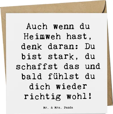 Produktbild von Mr. & Mrs. Panda Grußkarte Spruch Heimweh überwinden - Weiß - Geschenk, Vertrauem, Zuversicht, Glückwunschkarte, mutmachen, anlasskarte, Vertrauen, Inspiration, Trost