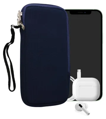 Produktbild von kwmobile Neopren Handytasche für Smartphones XXL - 7" - Handy Tasche mit Reißverschluss - Handyhülle universal Dunkelblau
