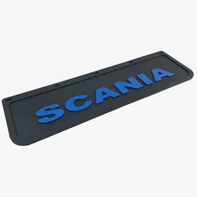 Produktbild von Schmutzfänger für vordere Stoßstange Scania blauer Schriftzug in Relief | 600mmx180mm