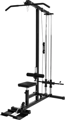 Produktbild von GORILLA SPORTS® Latzugturm - Verstellbar, bis 300 kg, 30 mm, inkl. 2 Griffstangen - Latzugstation, Latzugmaschine, Kabelzugturm, Kraftstation, Multi-LAT-Tower, Seilzug, Ruder, Fitnessstation