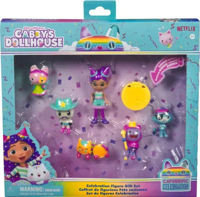 Produktbild von Spin Master Gabby's Dollhouse Celebration Figurenset – 6 Party-Figuren mit Überraschungsbox & Zubehör – Kunststoff, Mehrfarbig, 29.21 x 5.08 x 26.67 cm