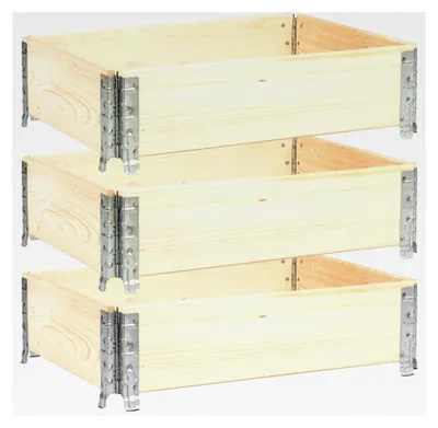Produktbild von Hochbeet 80 x 60 x 20 cm - 3-teiliges halbes Europaletten-Rahmen aus Holz, Gartenhochbeete, Beeteinfassung, stapelbar, steckbar