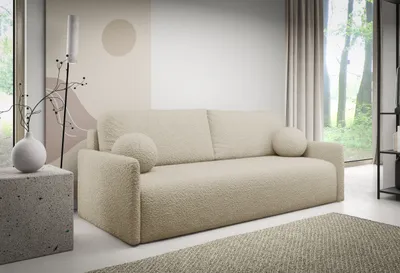 Produktbild von NAWSTOL - Sofa GALA mit Schlaffunktion, 3 Sitzer Couch, Schlafsofa mit Bettkasten, modernen Couch, Couchgarnitur, Sofagarnitur - Hellbeige