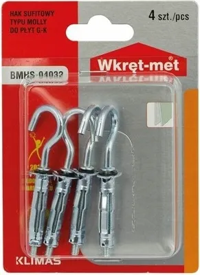 Obrázek produktu pro Stropní hák Molly s ocelovou hmoždinkou 4x32 mm 4 kusy