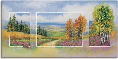 Produktbild von ARTland Leinwandbild Frühlling Triptychon Größe: 100x50 cm