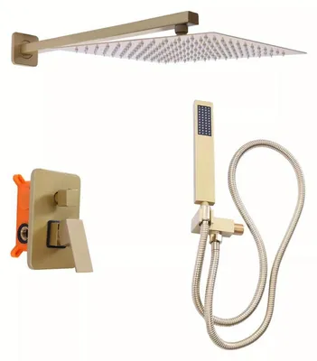 Obrázek produktu pro Sprchová baterie - Sprchová armatura - Sprchový set - Termostatická sprchová baterie - Vestavěná sprcha - Mosaz - Zlatá barva