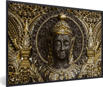 Produktbild von MuchoWow® MuchoWow® Gerahmtes Poster Buddha - Gesicht - Steine 60x40 cm - Poster mit zchwarzem Bilderrahmen - Printing - Wanddeko Schlafzimmer