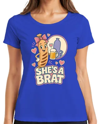 Imagen del producto de Camiseta para mujer de la marca "Brat", diseño "Bratwurst Bier ", color azul, talla 3XL