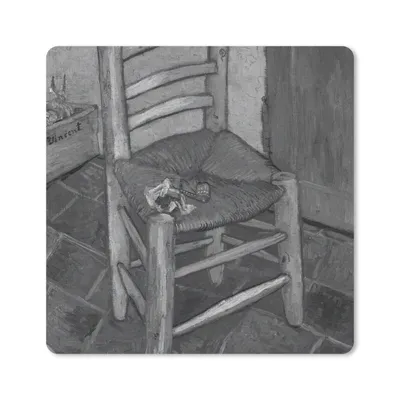 Produktbild von MuchoWow® Mauspad Mousepad Van Goghs Stuhl - Vincent van Gogh - Schwarz - Weiß 20x20 cm - Mousepads - Maus Mat - Pad - Mausunterlage - Desk Mat - Bureauartikeln