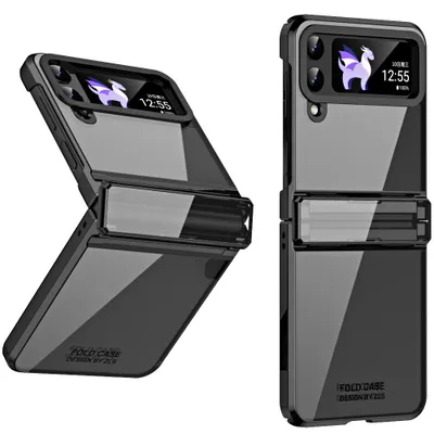 Obrázek produktu pro Pouzdro pro Samsung Galaxy Z Flip 4 5G Ultratenké pokovování průhledné pouzdro s ochranou pantu černé