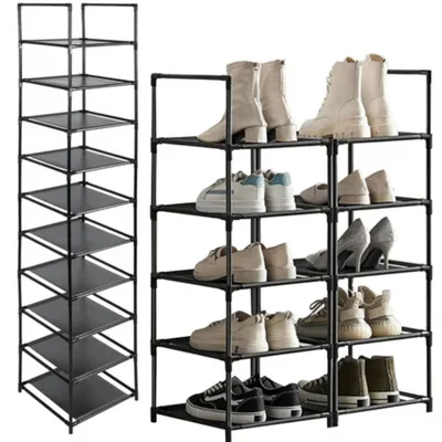 Produktbild von Ruhhy Schuhregal - schwarz - 10-lagig - Metall/Kunststoff - 176 x 33 x 33 cm - fur 10 Paar Schuhe