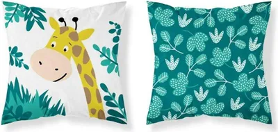 Immagine prodotto di Copricuscino, copricuscino per bambini 100% cotone 40x40cm Turchese giraffa 3945b