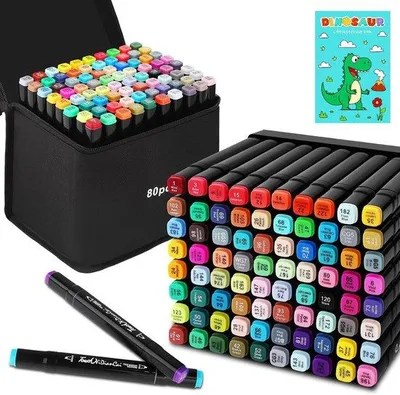 Produktbild von 80 Farben Marker Set Filzspitzen, doppelseitige Alkoholmarker, Snell-Trocknung, zum Malen, Zeichnen, Gestalten, Manga, Mit Dra