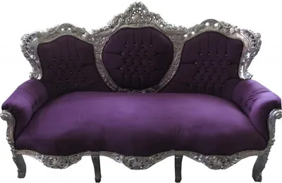 Produktbild von Casa Padrino Barock 3er Sofa King Lila / Silber mit Bling Bling Glitzersteinen - Wohnzimmer Couch Möbel Lounge