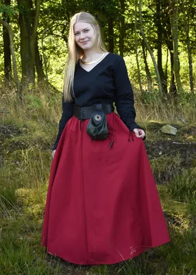Produktbild von Mittelalterlicher Rock, weit ausgestellt, rot Baumwolle Mittelalterrock Wikinger LARP Rock Damen Kostüm Größe: S