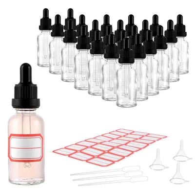 24 Pipettenflaschen 30 ml transparent Glas mit Pipette