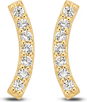 Produktbild von New Bling Goud 9NBG-0093 Oorknop Boogje - Zirkonia - 9mm - Goud