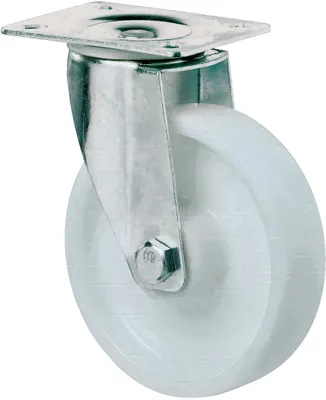 Produktbild von BS Rollen Transportrolle, Lenkrolle, Rad-Ø 80 mm, Tragf. 125 kg, Kunststoff weiß, Bauhöhe 106 mm, Rollenlager