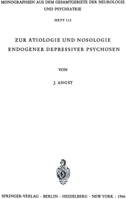 Produktbild von Zur Ätiologie und Nosologie endogener depressiver psychosen