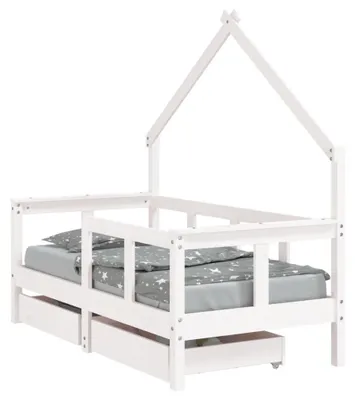 Obrázek produktu pro vidaXL Dětská postýlka se zásuvkami bílá 70x140 cm Masivní borovicové dřevo