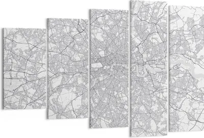 Produktbild von Bild auf Leinwand - Leinwandbild - 5 Teile - Stadt Karte London - 150x100cm - Wand Bild - Wanddeko - Wandbilder - Leinwanddruck - Bilder - Wanddekoration - Leinwand bilder - Wandbild - EG150x100-4680