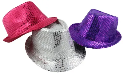 Produktbild von 3x Pailletten Hut für Damen & Herren - Pink Silber Lila