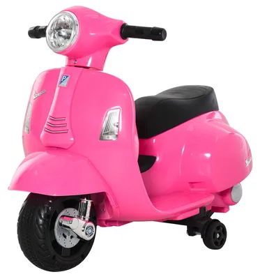 Productafbeelding van Elektrische motorfiets voor kinderen, 6V elektrische motorfiets met zijwieltjes, koplamp, claxon, 3 km/u, voor kinderen van 1,5-3 jaar, roze