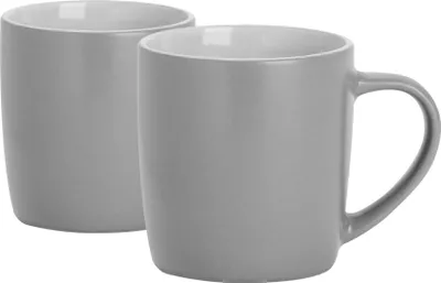 Produktbild von Argon Ta Kaffeetassen in matten Farben – 350 ml – Grau – 2er-Pack – Robuste Teetasse aus Steingut, spülmaschinen- und mikrowellengeeignet