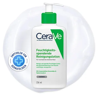 Produktbild von CeraVe Feuchtigkeitsspendendes Reinigungsmittel, für normale bis trockene Haut,