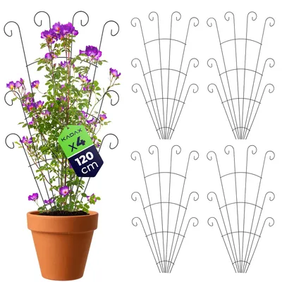 Zdjęcie produktu dla KADAX Metalowa siatka wspinaczkowa 62 x 120 cm, 4 sztuki, podpora dla pnączy, takich jak róże i powojniki, kratka ogrodowa do ogrodu, balkonu i tarasu, siatka ogrodowa ze stali
