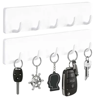 Productafbeelding van Sleutelbord - Met 5 haken voor wandmontage zonder boren - 2 stuks