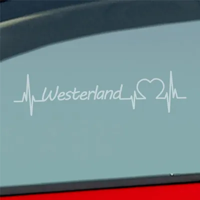 Produktbild von HUURAA! Auto Aufkleber Westerland Puls Herzschlag Fun Sticker Heckscheibenaufkleber Autoaufkleber mit Ferien Region Motiv 19x4cm