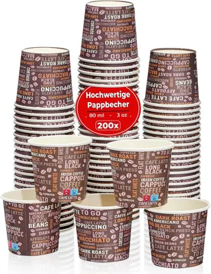 Produktbild von 200 Stk. 3oz/80ml Espressobecher to go | Kaffeebecher Pappe | Trinkbecher | Pappbecher | Einwegbecher