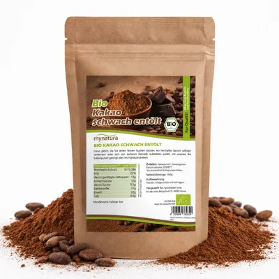 Produktbild von Mynatura  Kakaopulver schwach entölt – in verschiedenen Größen - 1 Beutel (1000g)