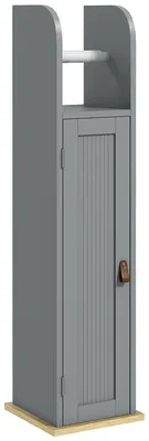 Image de Meuble de salle de bain support papier toilette avec placard et šŠtagššres ršŠglables 20 x 20 x 80 cm gris