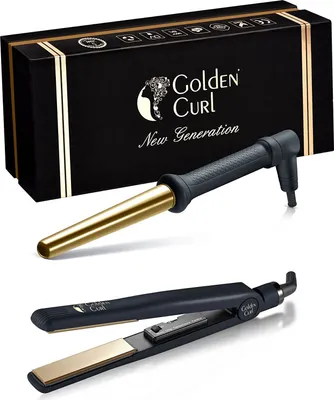 Produktbild von Golden Curl "The Double Gold" Mini-Salon Glätteisen & Lockenstab Kit