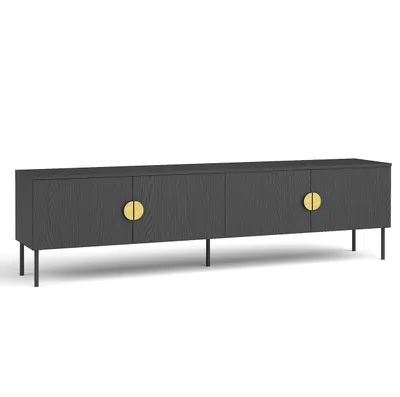 Produktbild von AX LIVING TV Schränke Brunelli 200 Schwarz Holzoptik goldenen Griffen